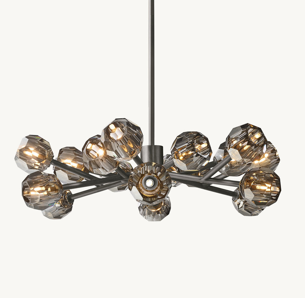 BOULE DE CRISTAL SMOKE GLASS ROUND CHANDELIER 36"