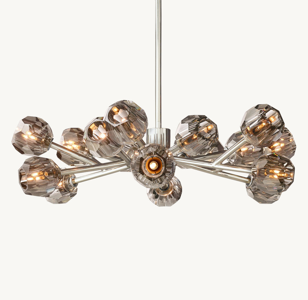 BOULE DE CRISTAL SMOKE GLASS ROUND CHANDELIER 36"