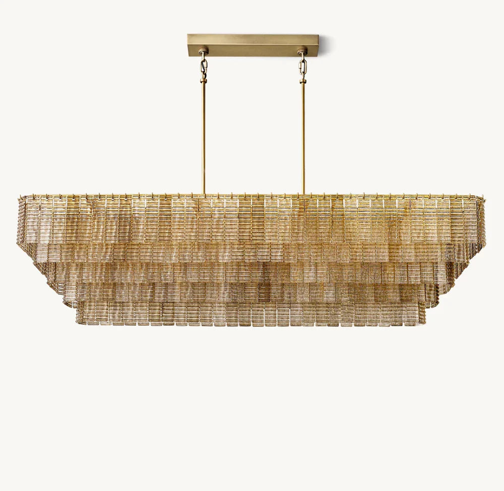SIRENE SMOKE GLASS RECTANGULAR CHANDELIER 77"