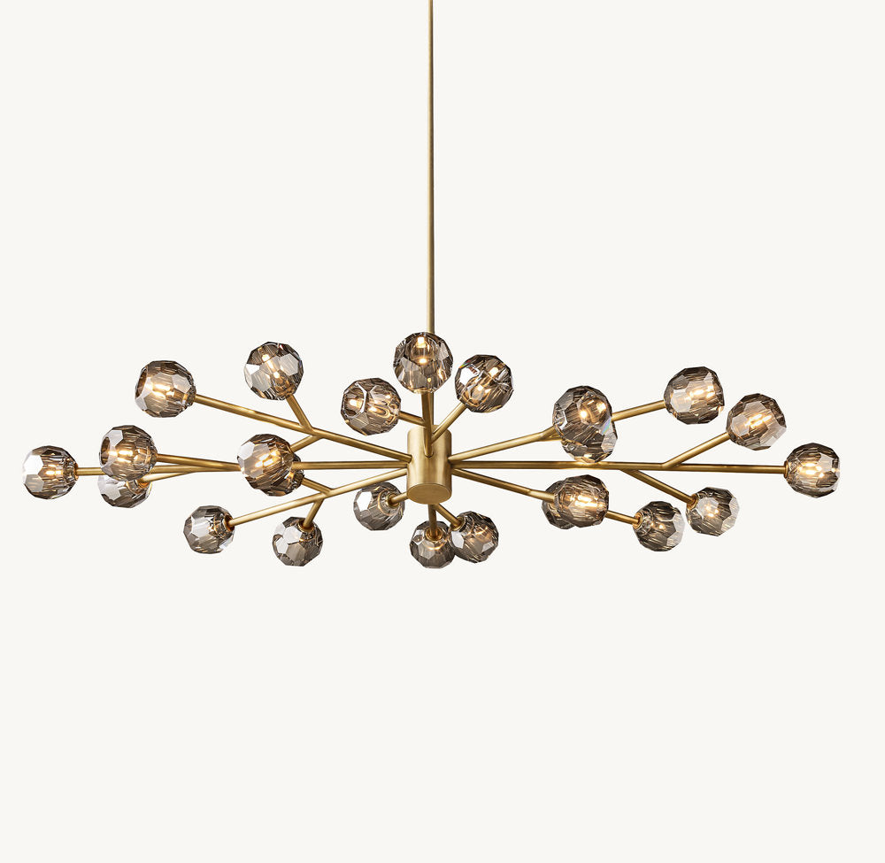 BOULE DE CRISTAL SMOKE GLASS OVAL CHANDELIER 72"