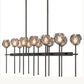 BOULE DE CRISTAL SMOKE GLASS DOUBLE LINEAR CHANDELIER 60"