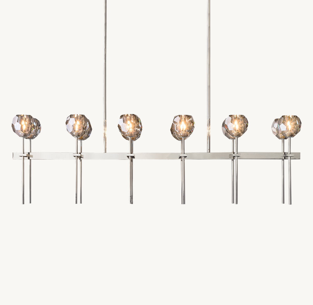 BOULE DE CRISTAL SMOKE GLASS DOUBLE LINEAR CHANDELIER 60"