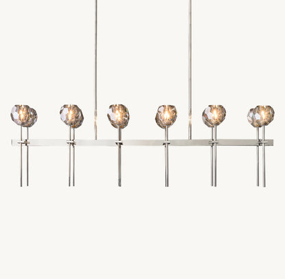 BOULE DE CRISTAL SMOKE GLASS DOUBLE LINEAR CHANDELIER 60"