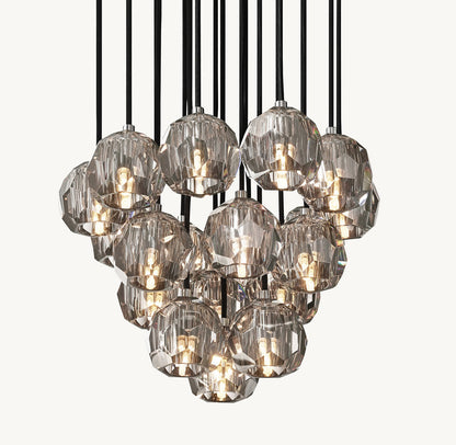 BOULE DE CRISTAL SMOKE GLASS ROUND CLUSTER CHANDELIER 19"