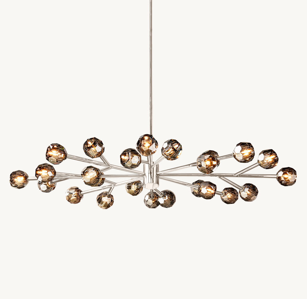 BOULE DE CRISTAL SMOKE GLASS OVAL CHANDELIER 72"