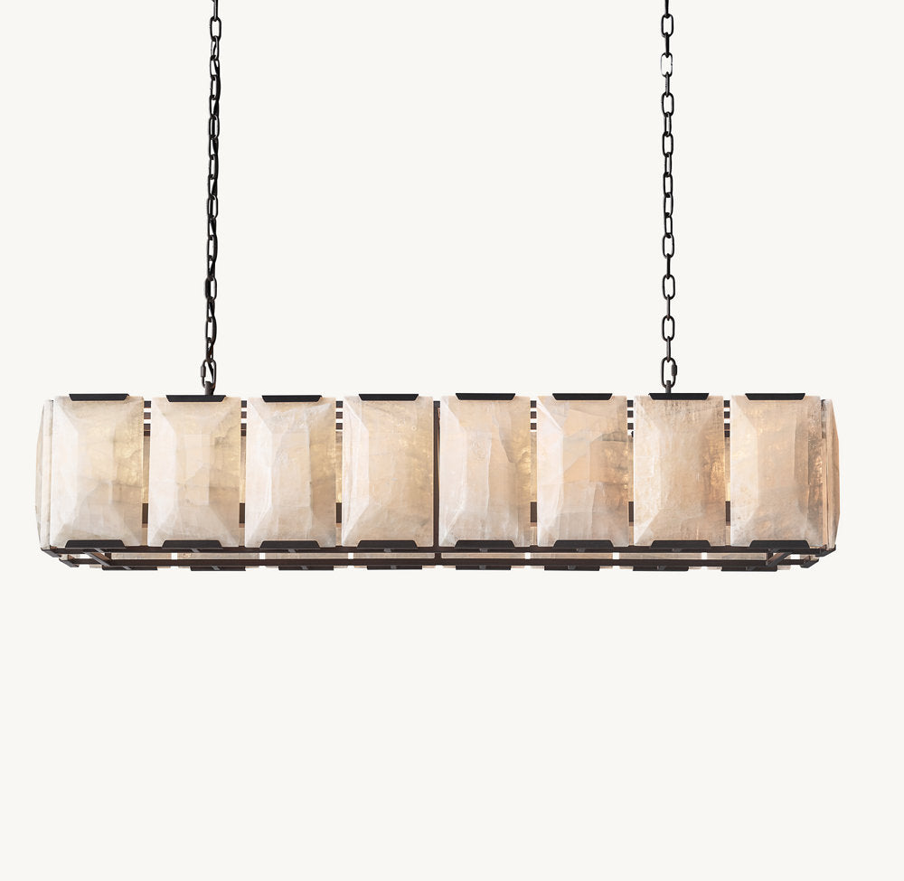 HARLOW CALCITE RECTANGULAR CHANDELIER 54"