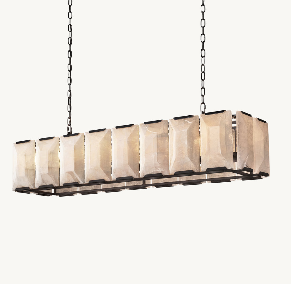 HARLOW CALCITE RECTANGULAR CHANDELIER 54"