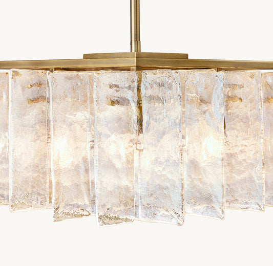LATTICE CLEAR GLASS RECTANGULAR CHANDELIER 49"