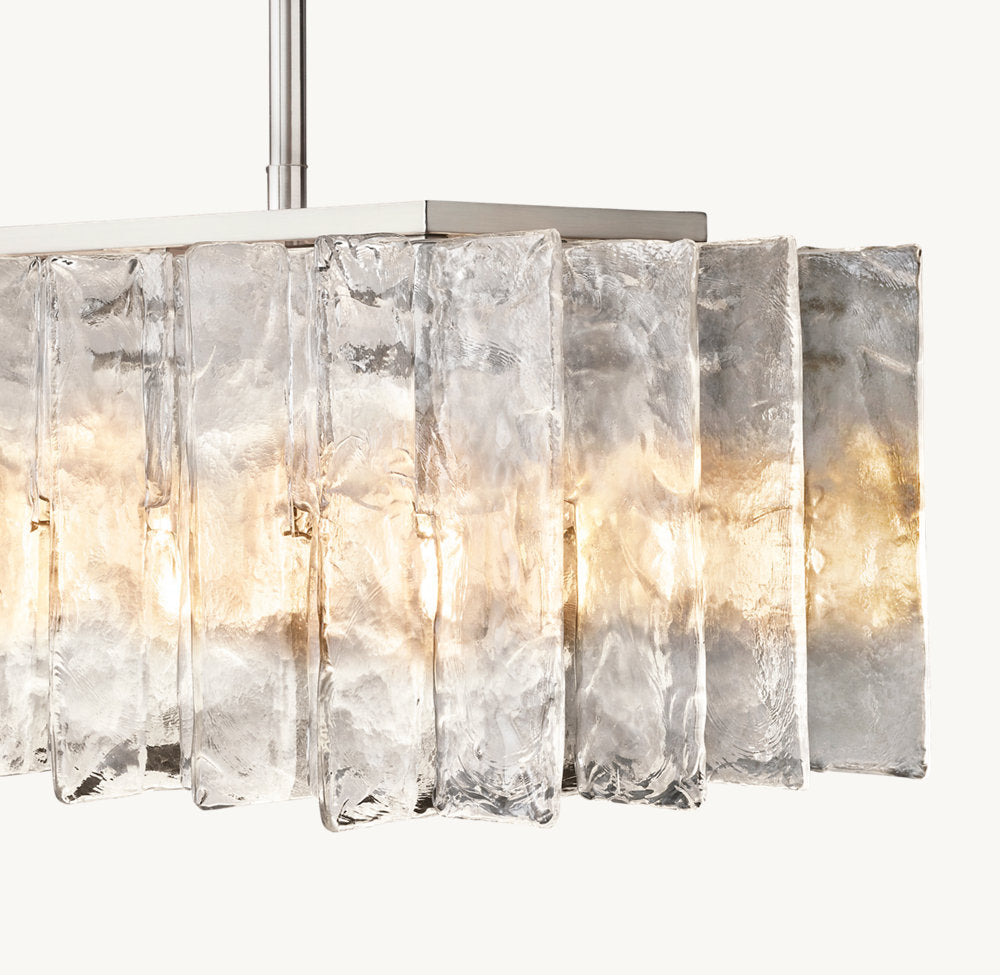 LATTICE CLEAR GLASS RECTANGULAR CHANDELIER 49"