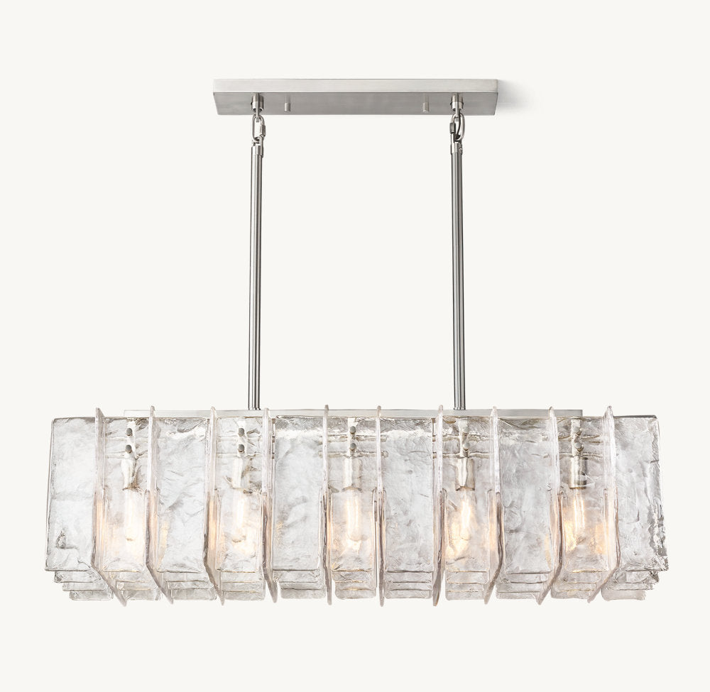 LATTICE CLEAR GLASS RECTANGULAR CHANDELIER 49"