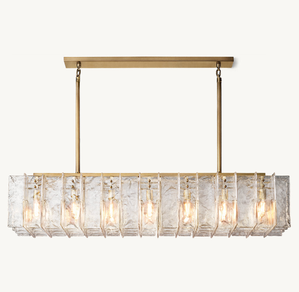 LATTICE CLEAR GLASS RECTANGULAR CHANDELIER 67"