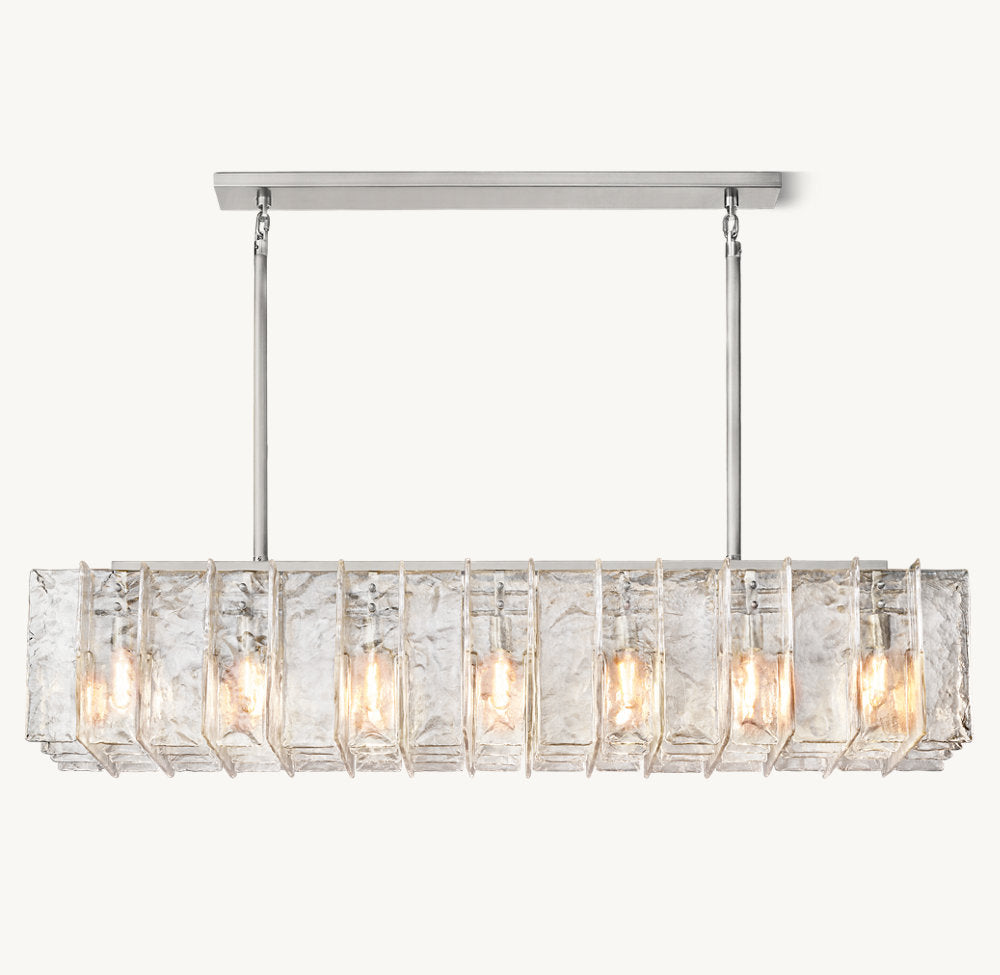LATTICE CLEAR GLASS RECTANGULAR CHANDELIER 67"