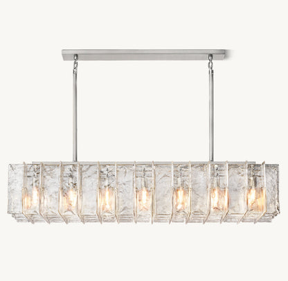 LATTICE CLEAR GLASS RECTANGULAR CHANDELIER 67"