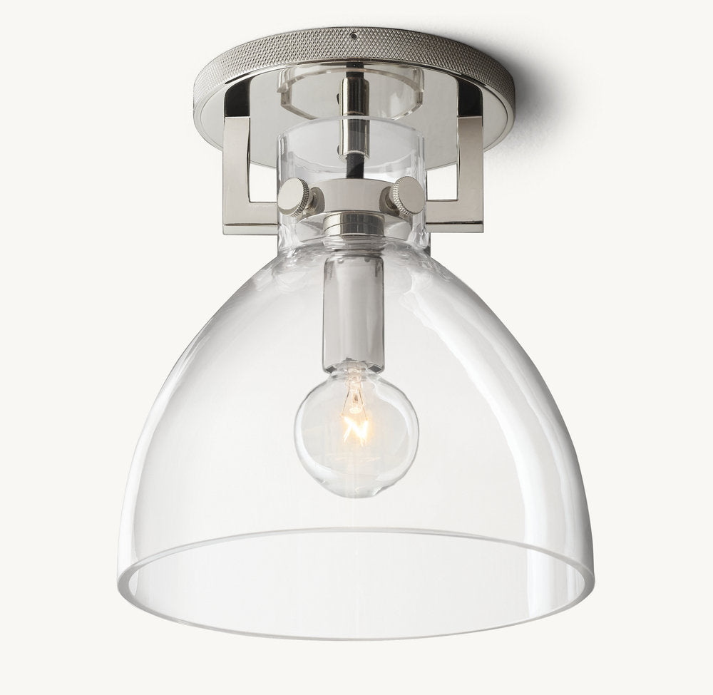 MACHINIST GLASS CLOCHE FLUSHMOUNT