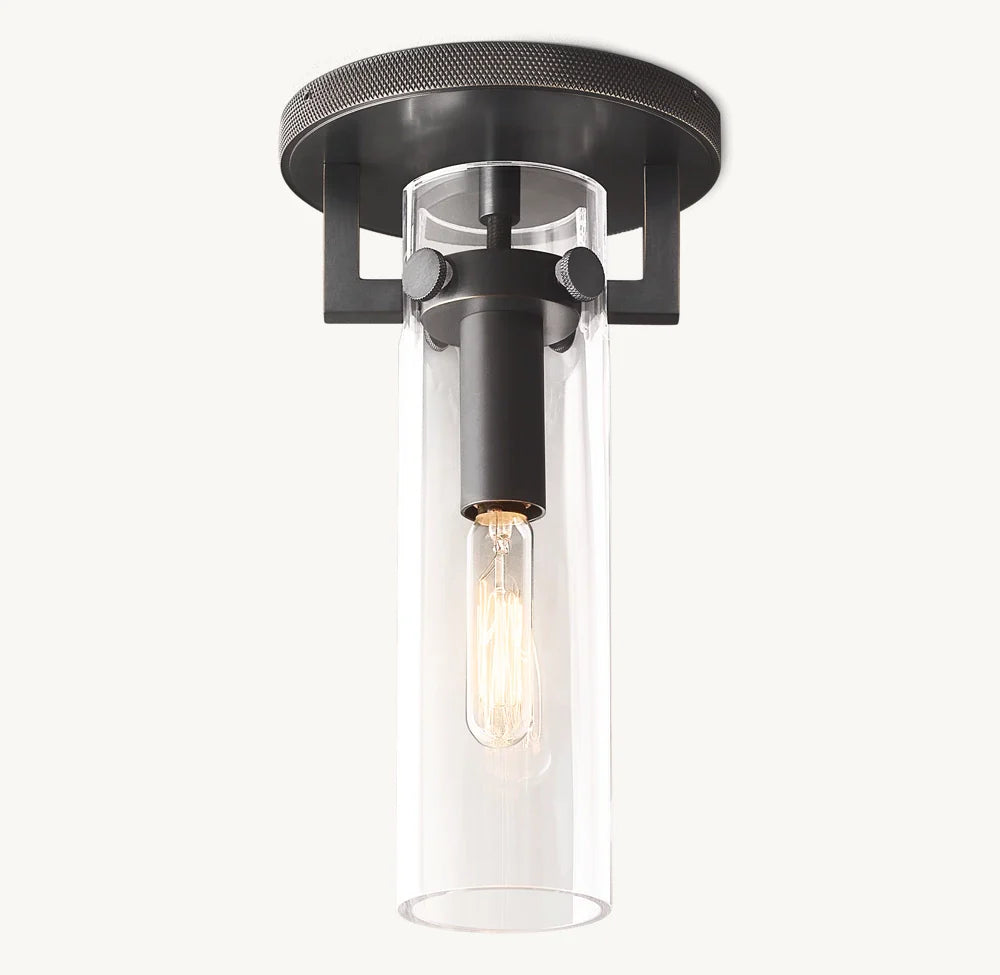 Machinist Glass Cylinder Flushmount