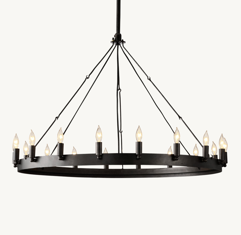 CAMINO VINTAGE CANDELABRA ROUND CHANDELIER 38"