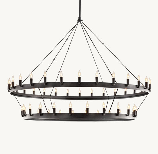 CAMINO VINTAGE CANDELABRA TWO-TIER CHANDELIER 63"