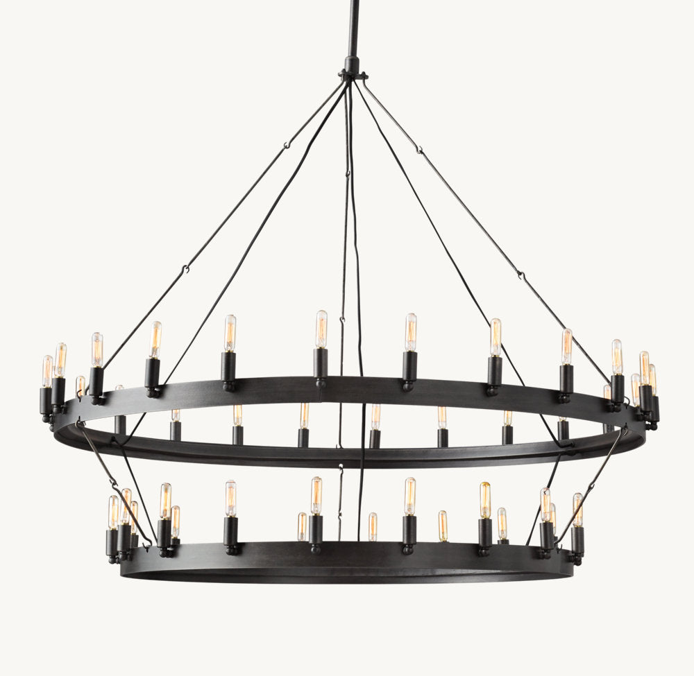 CAMINO VINTAGE FILAMENT TWO-TIER CHANDELIER 50"