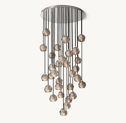 BOULE DE CRISTAL SMOKE GLASS ROUND CLUSTER CHANDELIER 30"