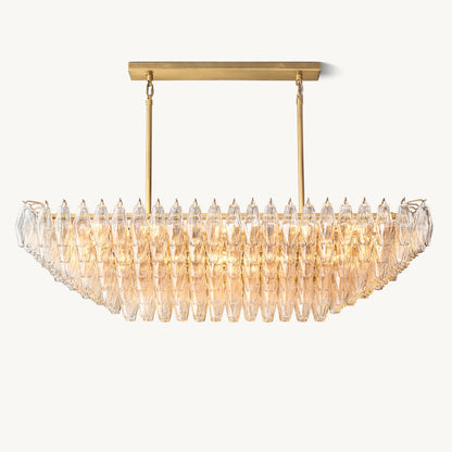 CHIARA CLEAR GLASS TIERED RECTANGULAR CHANDELIER 54"