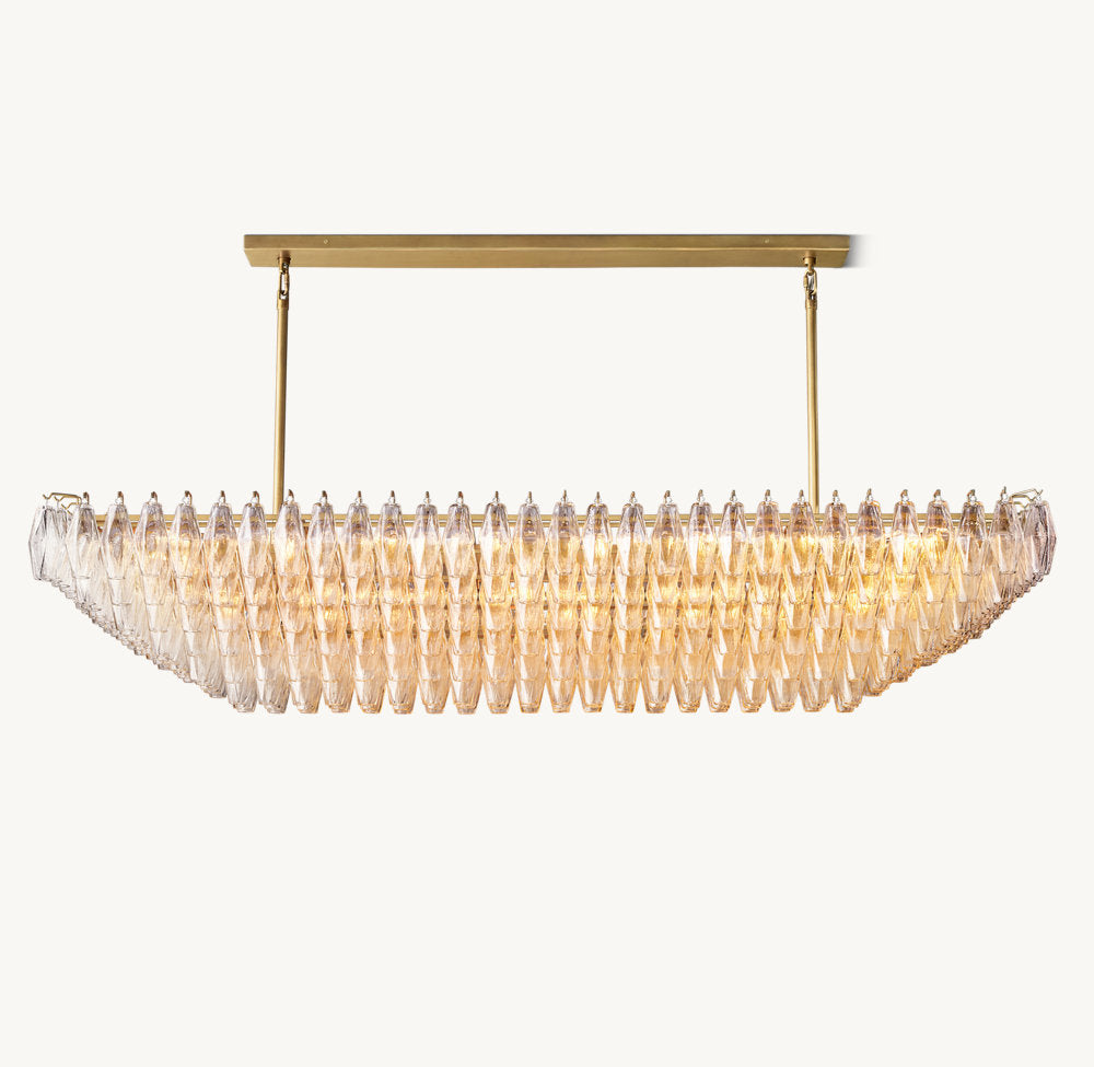 CHIARA CLEAR GLASS TIERED RECTANGULAR CHANDELIER 74"