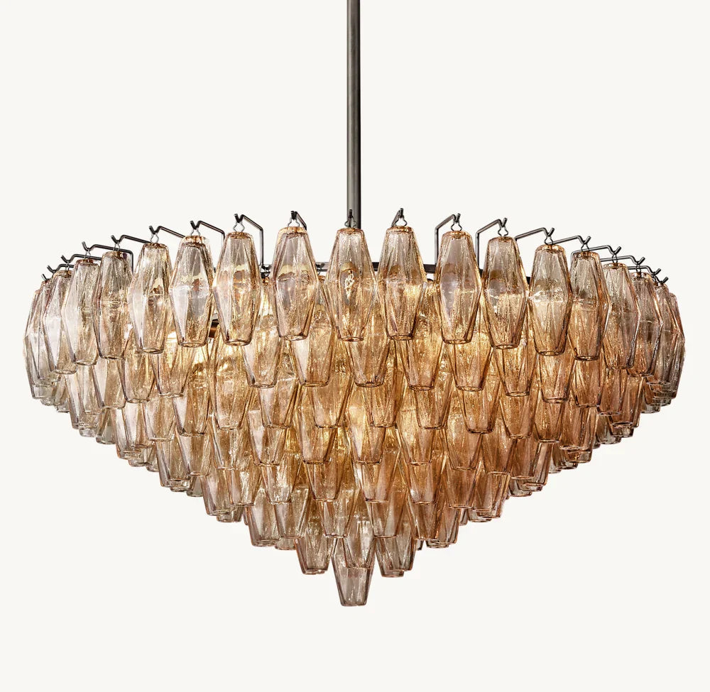 CHIARA SMOKE GLASS TIERED ROUND CHANDELIER 37"