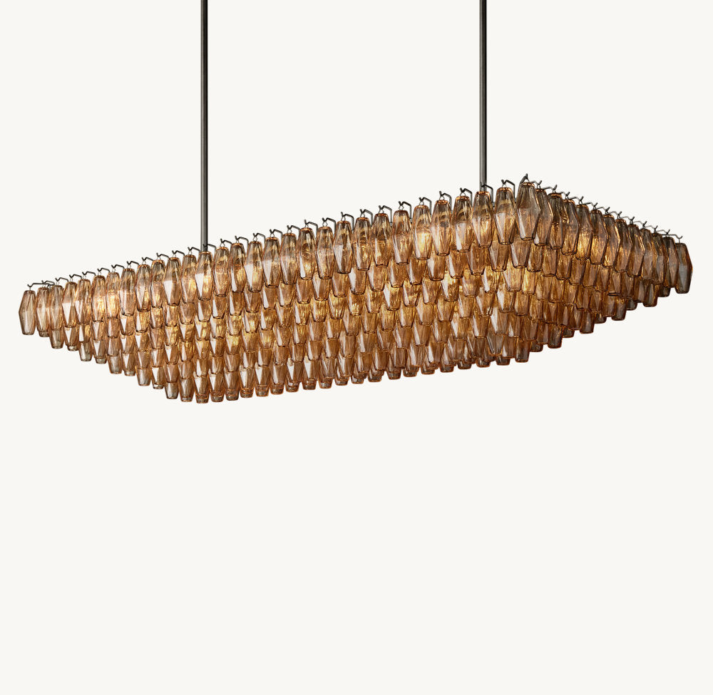 CHIARA SMOKE GLASS TIERED RECTANGULAR CHANDELIER 74"