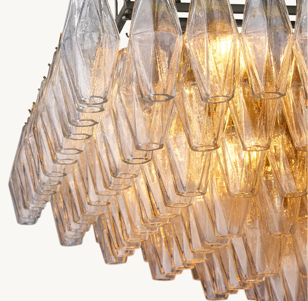 CHIARA CLEAR GLASS TIERED RECTANGULAR CHANDELIER 74"