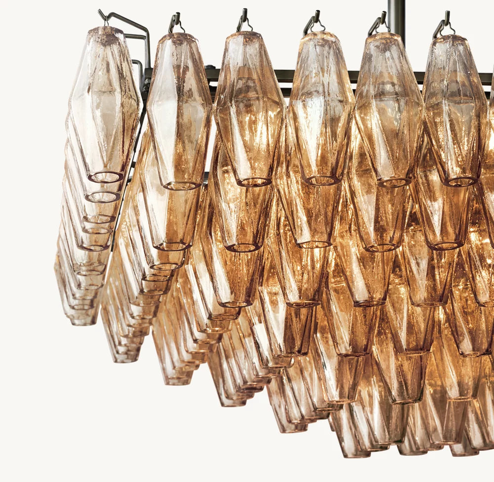 CHIARA SMOKE GLASS TIERED RECTANGULAR CHANDELIER 54"