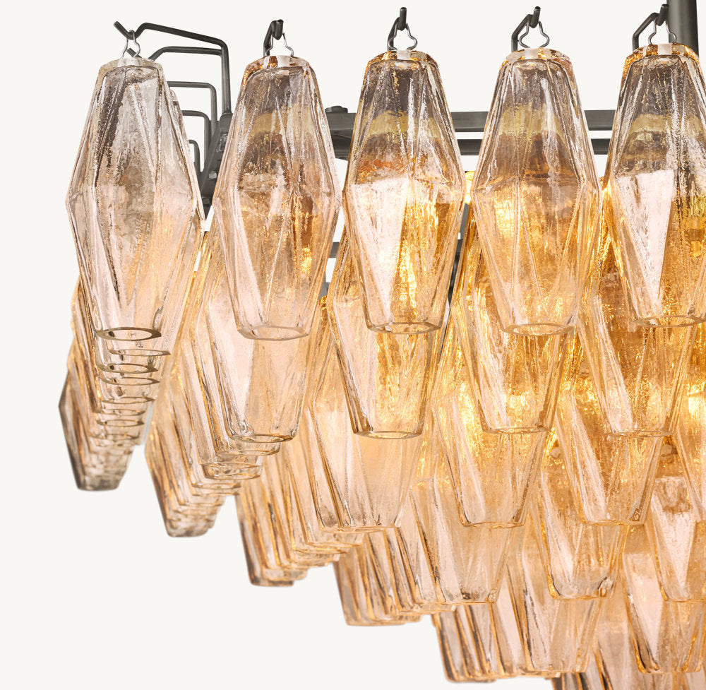 CHIARA CLEAR GLASS TIERED RECTANGULAR CHANDELIER 54"