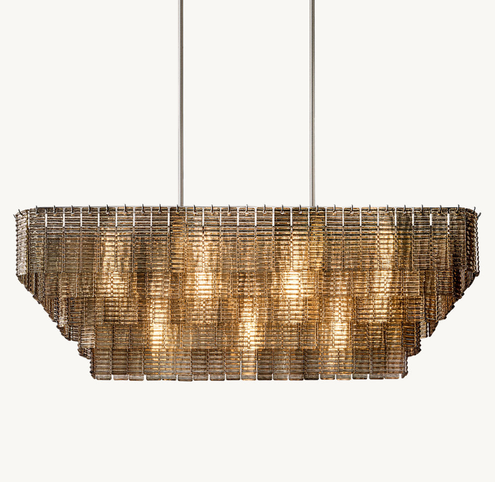 SIRENE SMOKE GLASS RECTANGULAR CHANDELIER 59"