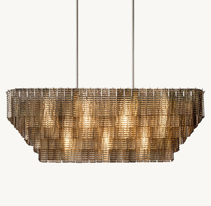 SIRENE SMOKE GLASS RECTANGULAR CHANDELIER 59"