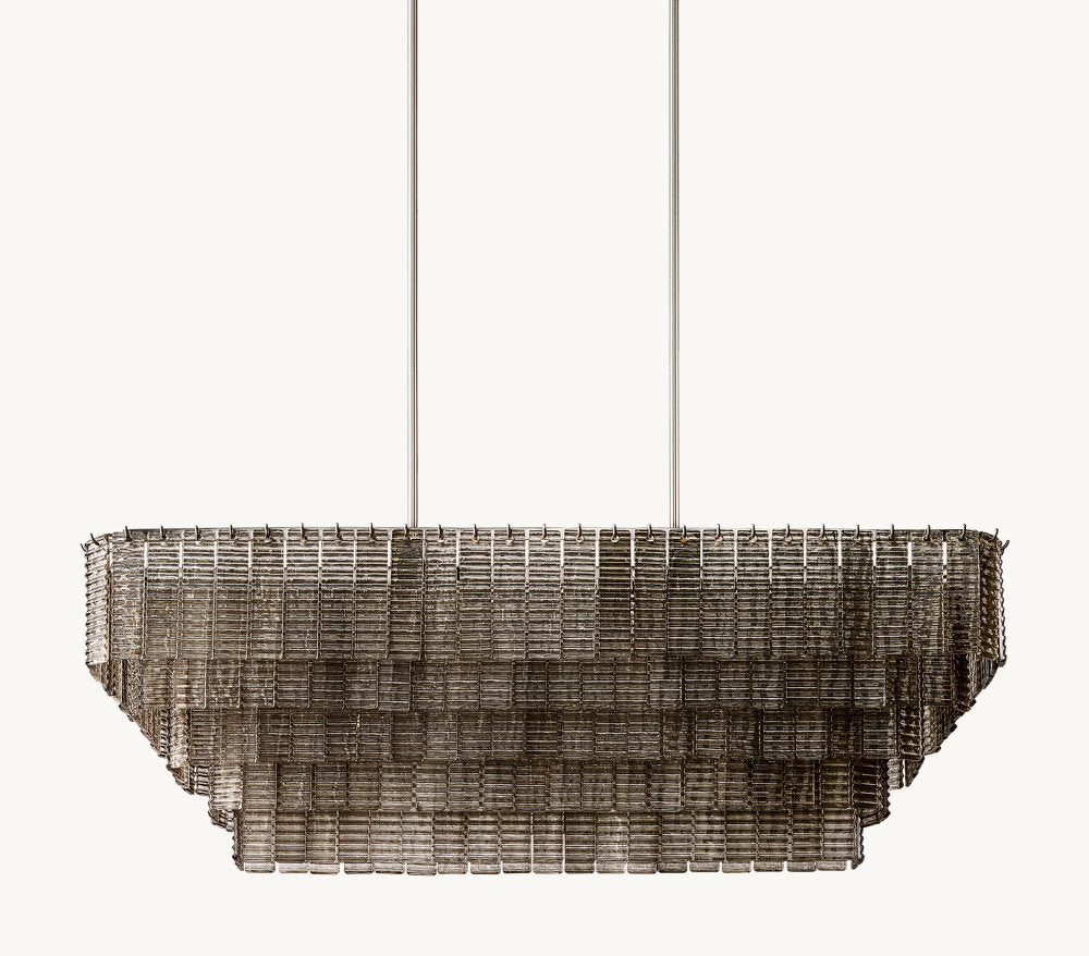 SIRENE SMOKE GLASS RECTANGULAR CHANDELIER 59"