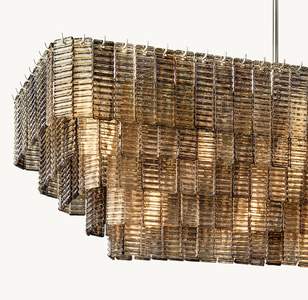 SIRENE SMOKE GLASS RECTANGULAR CHANDELIER 77"