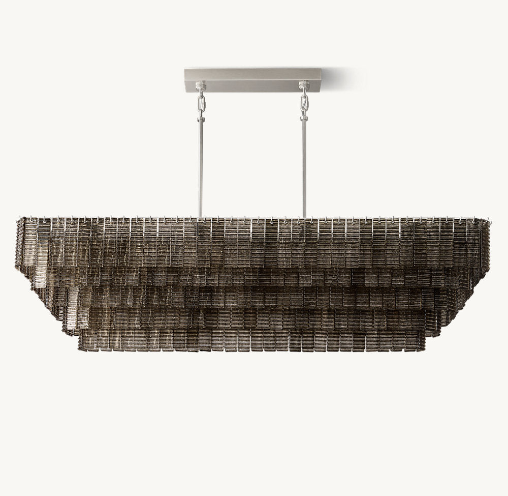 SIRENE SMOKE GLASS RECTANGULAR CHANDELIER 77"