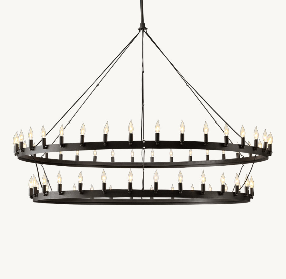 CAMINO VINTAGE CANDELABRA TWO-TIER CHANDELIER 71"