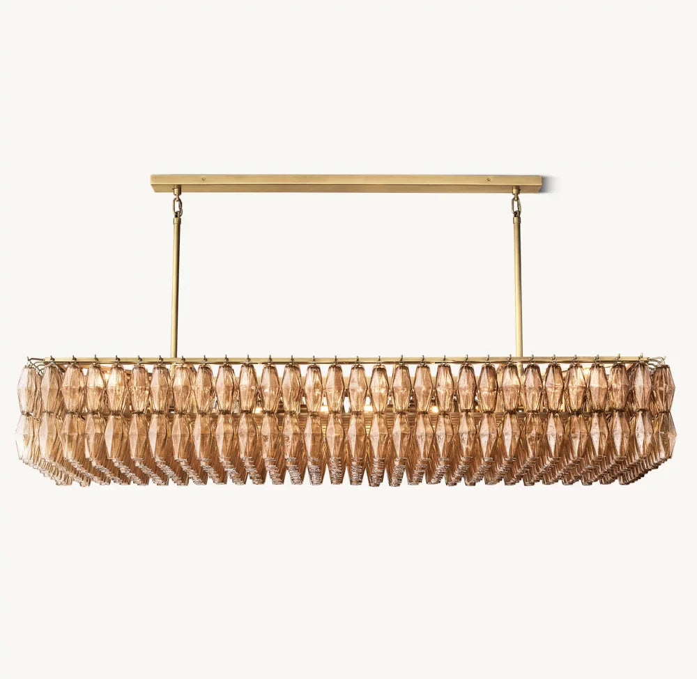 CHIARA SMOKE GLASS RECTANGULAR CHANDELIER 74"