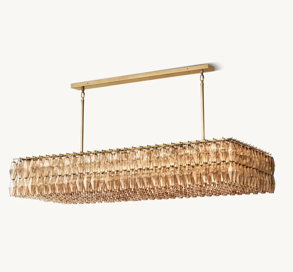 CHIARA SMOKE GLASS RECTANGULAR CHANDELIER 74"