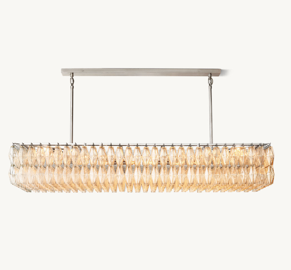 CHIARA CLEAR GLASS RECTANGULAR CHANDELIER 74"