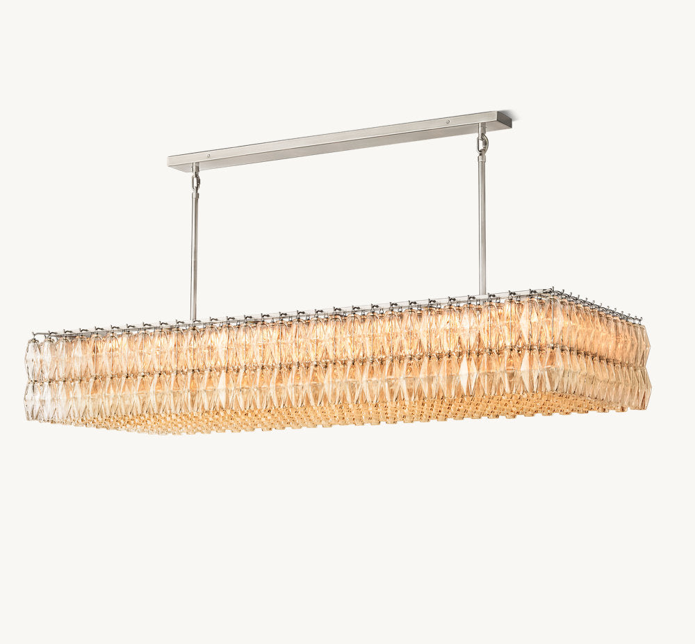 CHIARA CLEAR GLASS RECTANGULAR CHANDELIER 74"