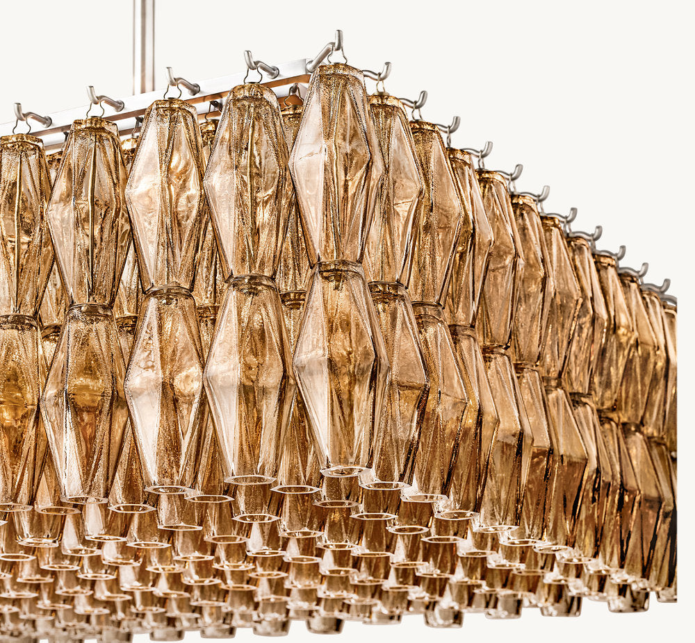 CHIARA SMOKE GLASS RECTANGULAR CHANDELIER 74"