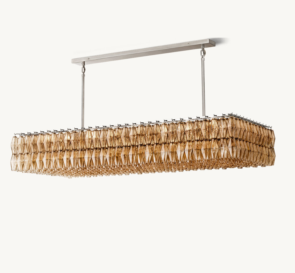 CHIARA SMOKE GLASS RECTANGULAR CHANDELIER 74"