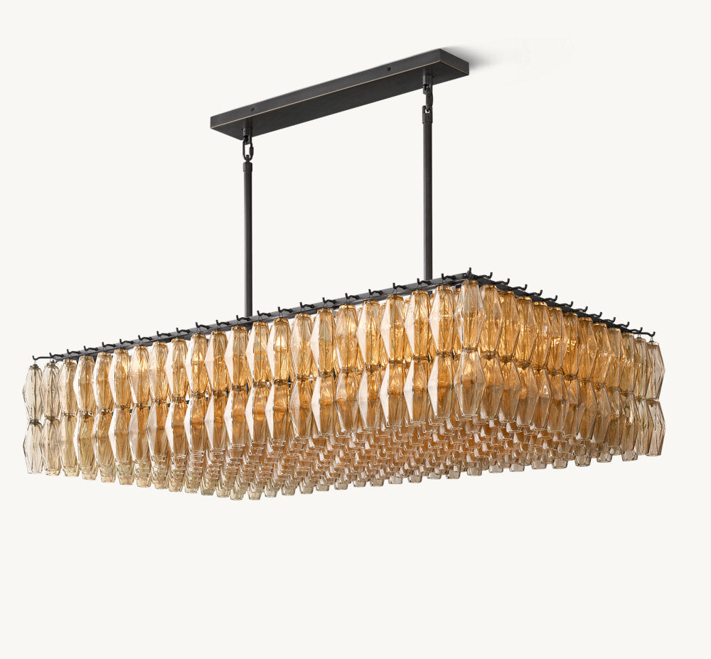 CHIARA SMOKE GLASS RECTANGULAR CHANDELIER 54"