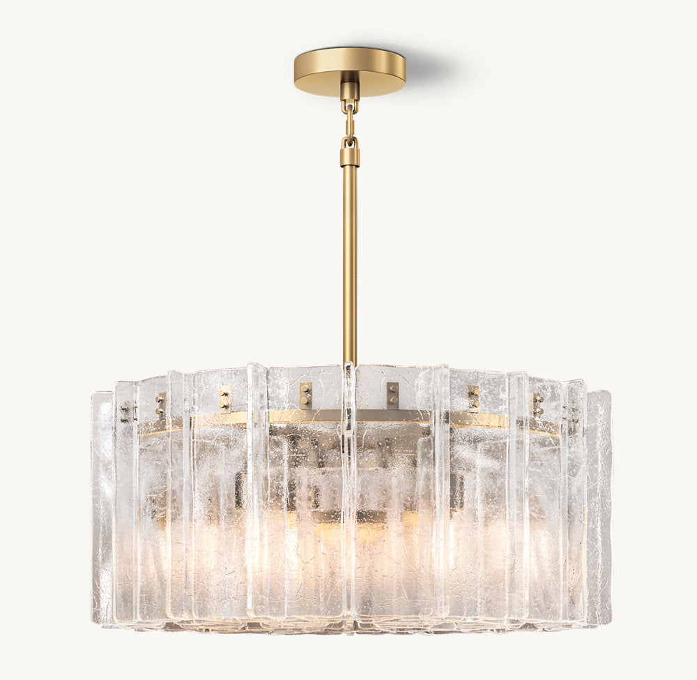 LATTICE CLEAR GLASS ROUND CHANDELIER 37"