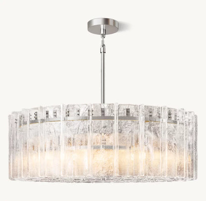 LATTICE CLEAR GLASS ROUND CHANDELIER 48"