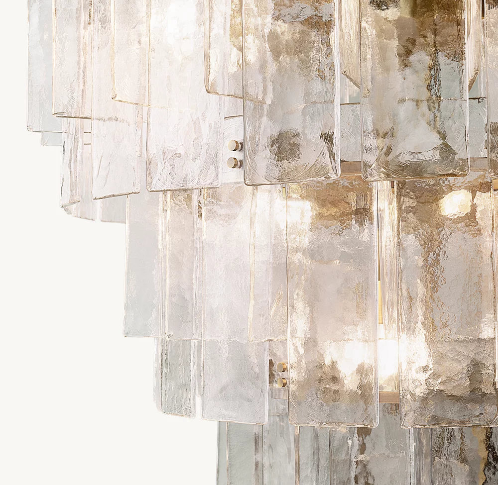 LATTICE CLEAR GLASS TIERED ROUND CHANDELIER 47"