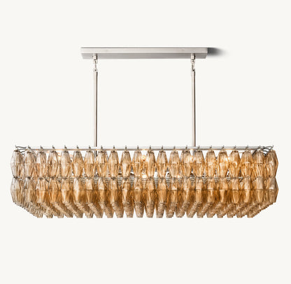 CHIARA SMOKE GLASS RECTANGULAR CHANDELIER 54"