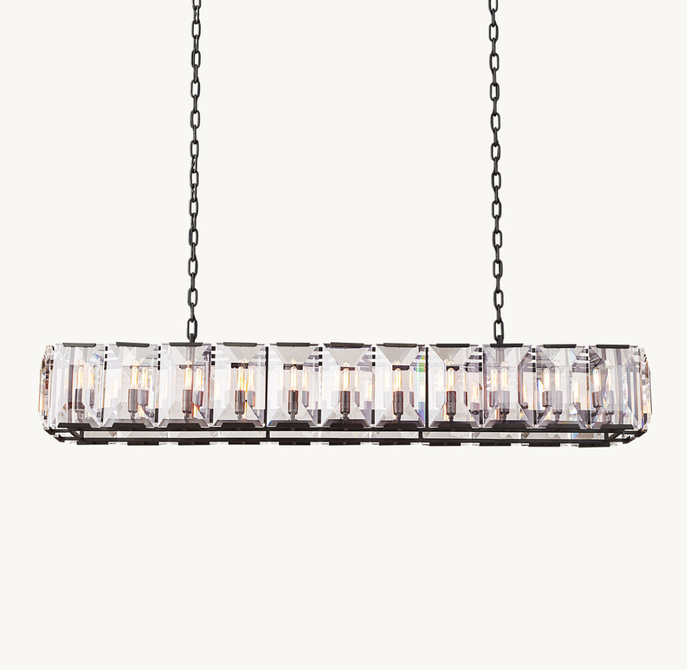 HARLOW CRYSTAL RECTANGULAR CHANDELIER 74"