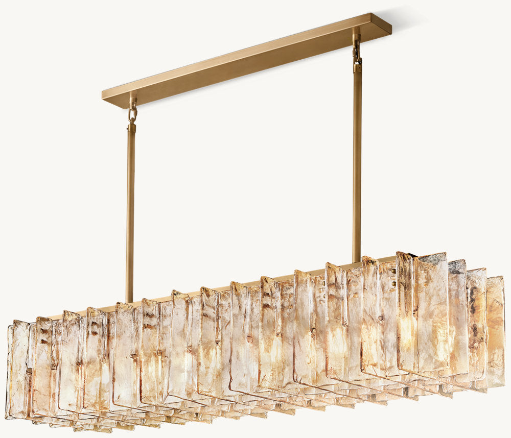 LATTICE SMOKE GLASS LINEAR CHANDELIER 67"