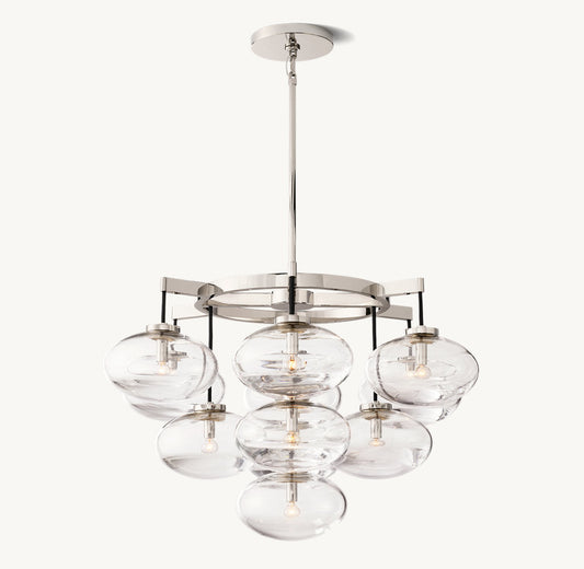 CABRETTE CLEAR GLASS ROUND CHANDELIER 36"